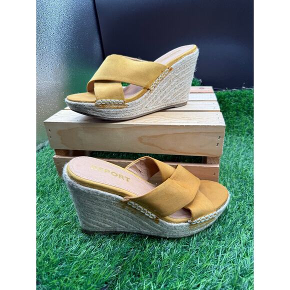 Report-Open Toe- Wedge Heels-Gold/Yellow- Size 6.5W - Picture 1 of 10